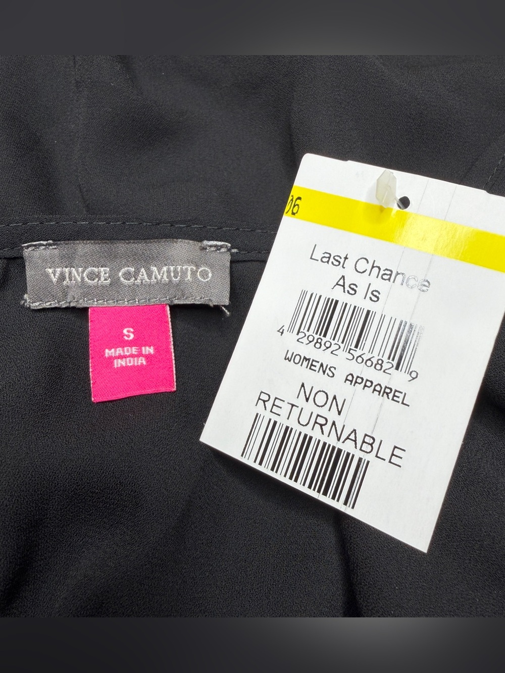 Vince Camuto Ruffle Neck Sleeveless Georgette Blouse Rich Black Small S NWT - Picture 5 of 9